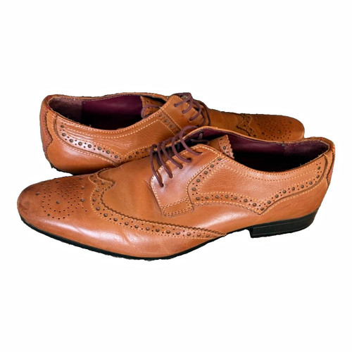 Men brown leather brogue - men's,