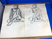 2 Vintage Charcoal Female Nude