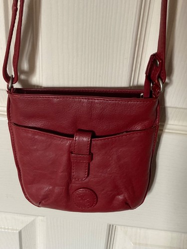 Red leather cross body bag - red,