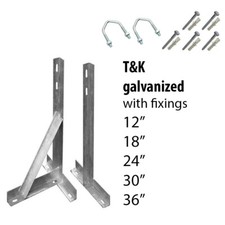 Wall T&K Bracket Aerial Radio Satellite Pole Fixings 12" 18" 24" 36" Galvanized