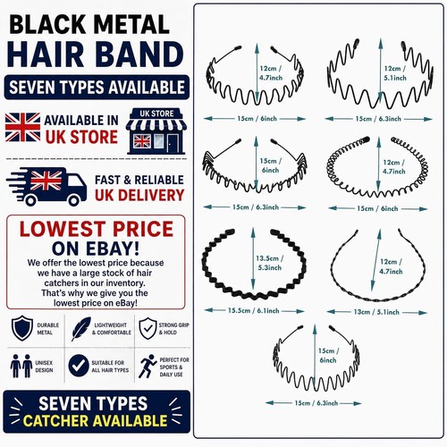 Black metal hairband headband - hairband,