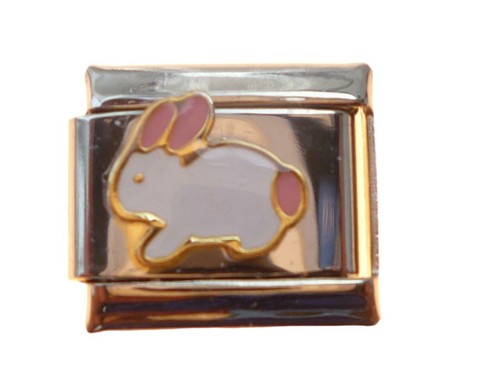 Silver italian charm bunny - silver,
