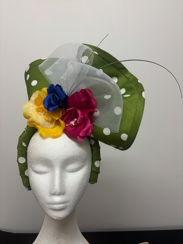 Fascinator green polkadot - polkadot, w