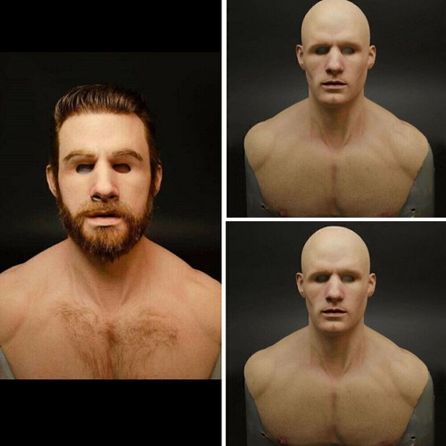 Men latex face cover mask - cover, male