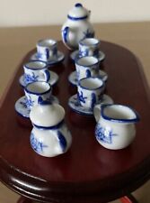 Dolls House Tea Set Tableware Blue & White 1:12 Scale