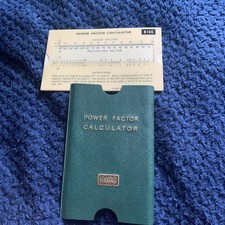 VINTAGE POWER FACTOR CALCULATOR BY BICC - INSTRUCTIONS ON REVERSE B1 calculator 