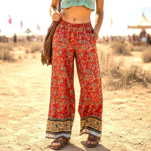 Floral wide leg - wide, pant