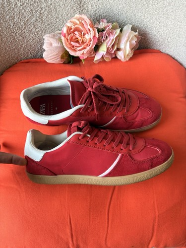 Zara women red suede and - women’s,