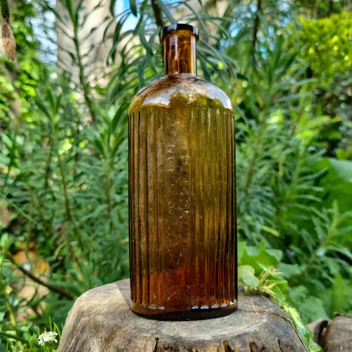 Antique amber poison bottle - antique,