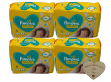Pampers New Baby Size 0 Nappies - 4 Packs of 24 (96 Total) | Premium Protection