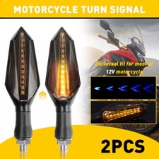 2X Motorcycle Accessories LED Turn Signal Lights For Amber+Blue Lamp Universal