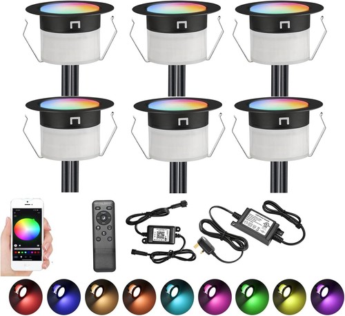 45mm black decking lights rgbw - 45mm,