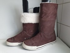 CONVERSE CTAS UK 4.5 EU 37 WOMENS BROWN SUEDE LEATHER FLAT ANKLE BOOTS TRAINERS