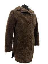 Womens Heatona shearling sheep leather teddy coat vintage 1980s brown med 10-12