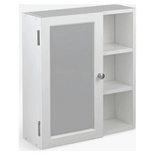 Bathroom Wall Cabinet Mirrored 1 Door Open Shelf Storage