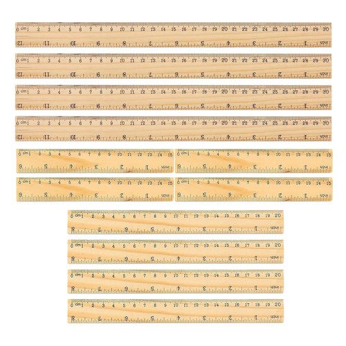 Wooden flat rulers - flat, pack