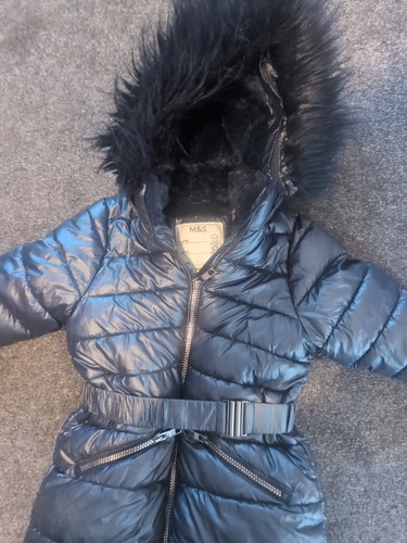Girls navy padded - m&s,