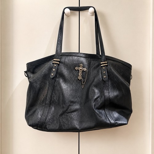 Womens black y2k cross gothic - black,