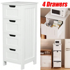 Bathroom Drawers | White 4 Drawer Storage Cabinet Unit Free Standing