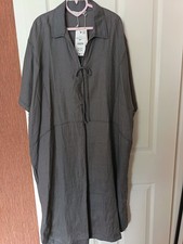 ZARA 100% Linen Grey Dress