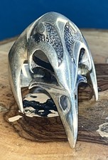 Raven Bird Skull Ring In 925 Sterling Silver - Size Y - 20 Grams - Gothic