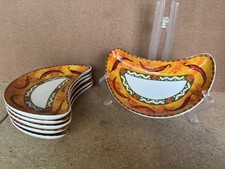 Set Of 6 Churchill Hotelware SALSA Collection Chili Pepper Snack Plate Half Moon