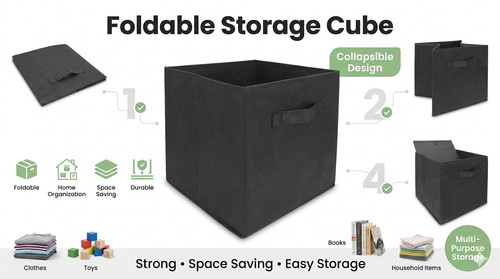 Cube storage boxes - 4x, fabric
