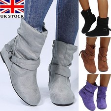 LADIES WOMENS FLAT ANKLE BOOTS