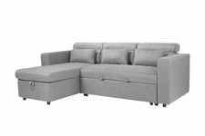 Luca Corner Sofa Bed With Storage - Fabric Sofa -  Universal Side Sofa Bed Black