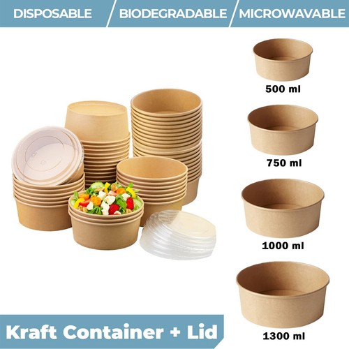 Round kraft paper bowls with - kraft,