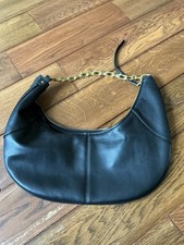 Zara Black Slouch Bag with Gold  Chain Hardware Manmade