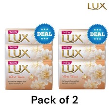 Lux Soap Bar Velvet Touch Jasmine & Almond Oil 80g – 3 Bars | Pack of 2