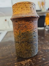 Marcello Fantoni orange and brown ceramic vase Italy c1960s