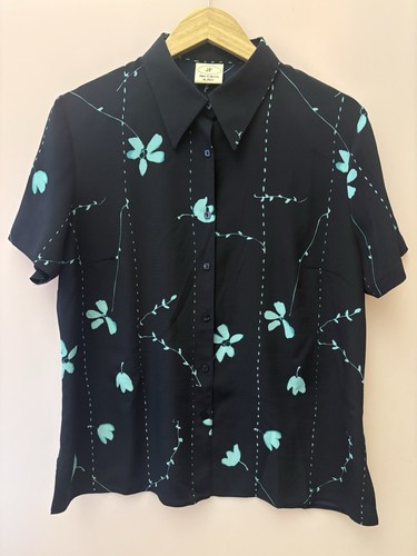 Vintage floral blouse navy - jf,