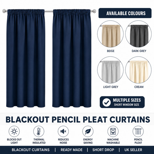 Blackout pencil pleat curtains - blackout,