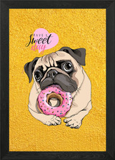 Puppy Pug with Pink Donut