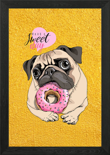 Puppy pug with pink - pug,
