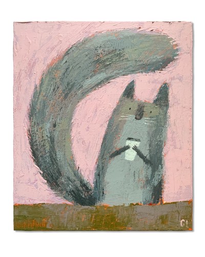 Squirrel with large takeaway - with,
