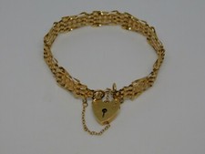 9ct gold bar gate - gold, bracelet