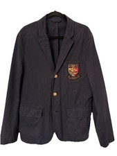 Polo Ralph Lauren Men’s Navy Blue Blazer Embroidered Logo 44R Jacket Sport Coat