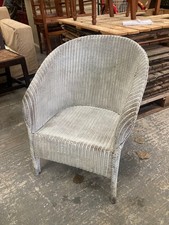 Vintage White Lloyd Loom Style Armchair Bedroom Conservatory Chair