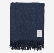 LIDDELL Maritime Navy Wool Blend Throw 160x180cm Wool Mohair Rrp £190