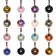Peace Donut Healing Crystal 50mm Round Healing Spiritual Necklace 28 inch