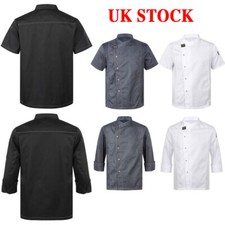 UK Mens Unisex Chef Coat T-Shirt Restaurant Kitchen Workwear Cook Baking Uniform