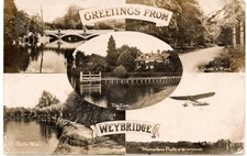 Weybridge, Surrey old real photo multi-view postcard
