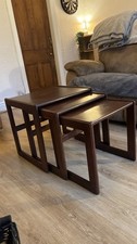 British G Plan Mid Century Hardwood Teak Nesting Tables Sleek Minimalist 70’s