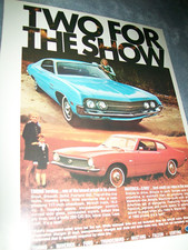 1970 Ford Torino & Maverick car ad -show program variation- "Two for the show"