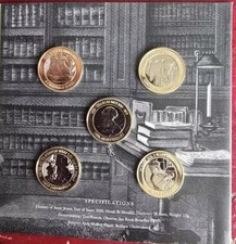 2020 CHARLES DICKENS 150TH ANNIVERSARY JERSEY 5x 2 TWO POUND BU COIN PACK