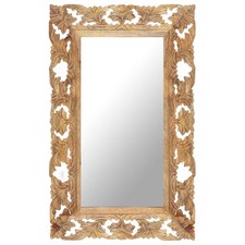 Hand Carved Mirror Hall Wooden Wall-Mounted Mirror Solid Mango Wood vidaXL