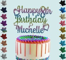 Personalised Birthday Glitter Cake Topper With Any Name & Age